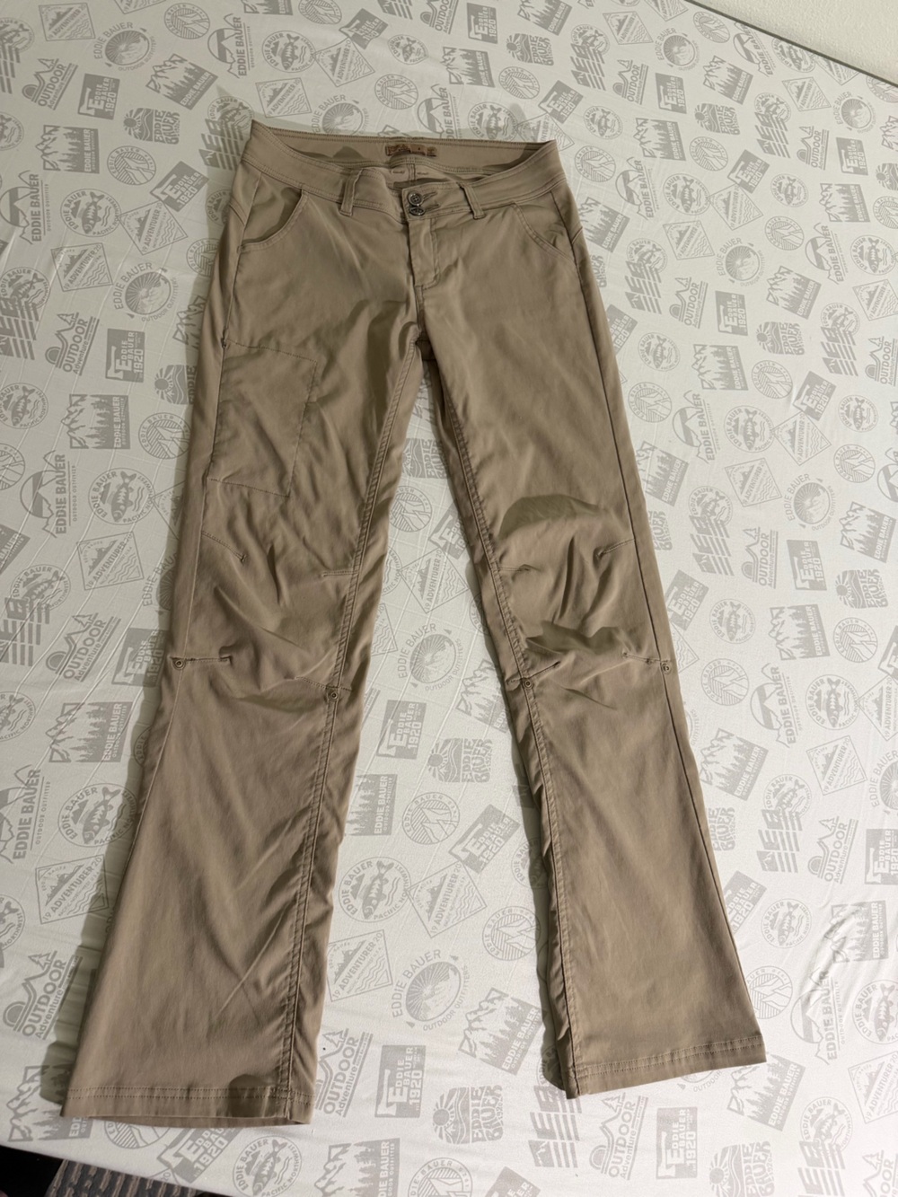 Prana Women’s Sz 4 Khaki Halle Cargo Hiking Roll Tab Nylon Blend Hiking Outdoors